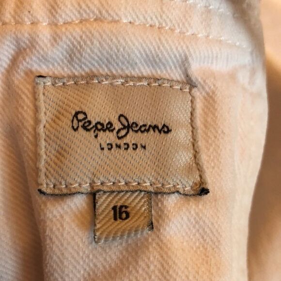 Pepe white denim overalls jeans distressed - Picture 3 of 6